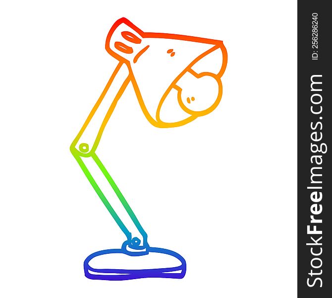 rainbow gradient line drawing of a cartoon office lamp
