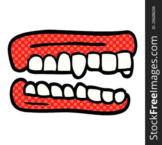 cartoon doodle false teeth