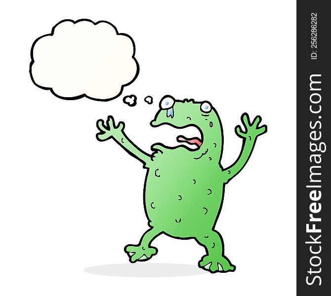 Cartoon Frightened Frog With Thought Bubble