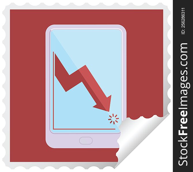 Electronic Tablet Showing Business Performance Graphic Vector Illustration Square Sticker Stamp