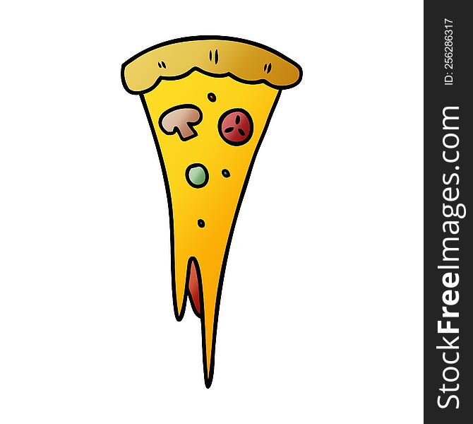 Gradient Cartoon Doodle Of A Slice Of Pizza