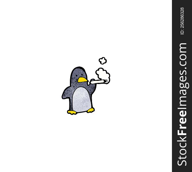 cartoon penguin smoking