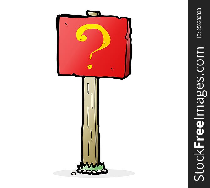 cartoon question mark sign post