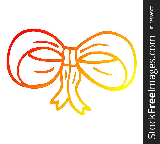 warm gradient line drawing of a cartoon tied bow