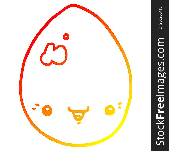 Warm Gradient Line Drawing Cartoon Egg