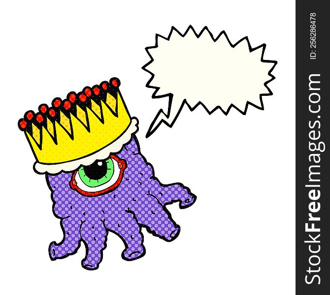 freehand drawn comic book speech bubble cartoon king alien. freehand drawn comic book speech bubble cartoon king alien
