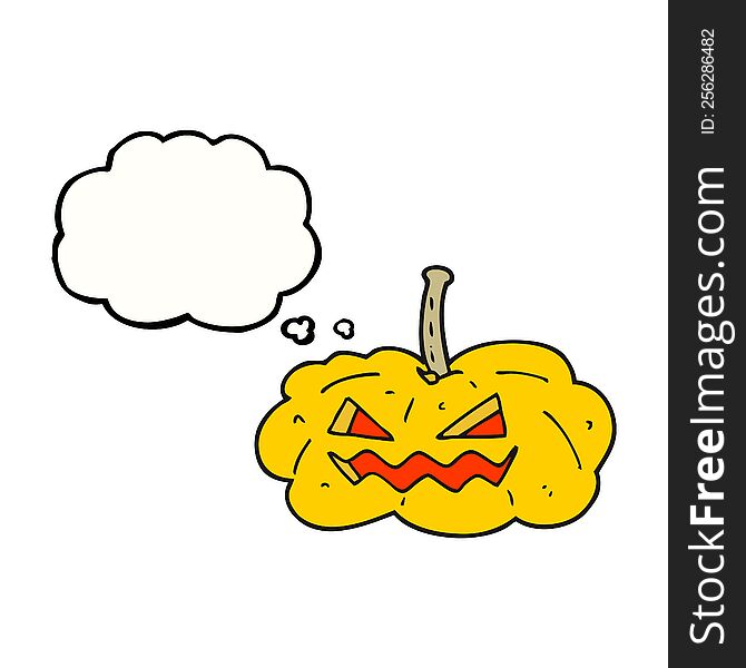 freehand drawn thought bubble cartoon halloween pumpkin