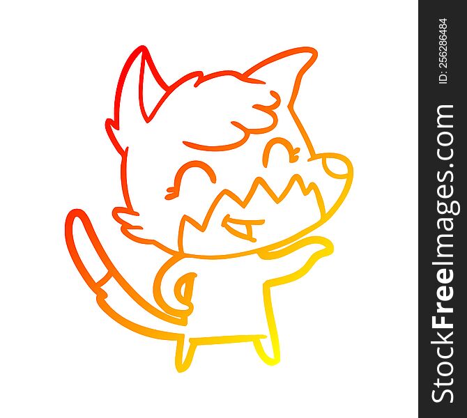 Warm Gradient Line Drawing Happy Cartoon Fox