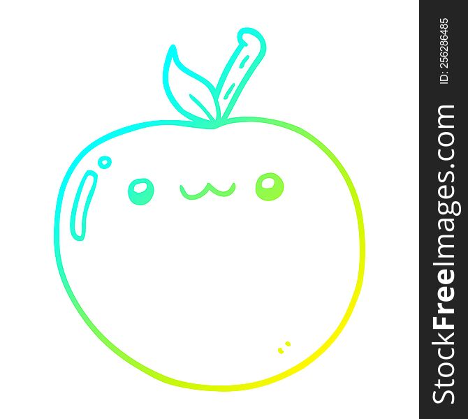 Cold Gradient Line Drawing Cartoon Cute Apple