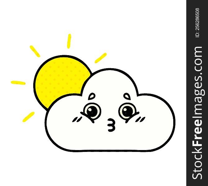 Comic Book Style Cartoon Sun And Cloud