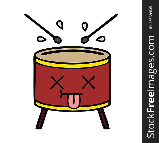 cute cartoon of a drum. cute cartoon of a drum