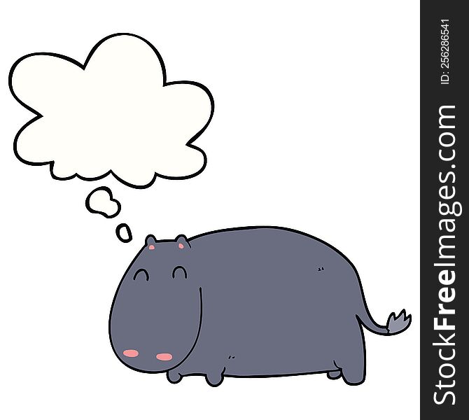 Cartoon Hippo And Thought Bubble