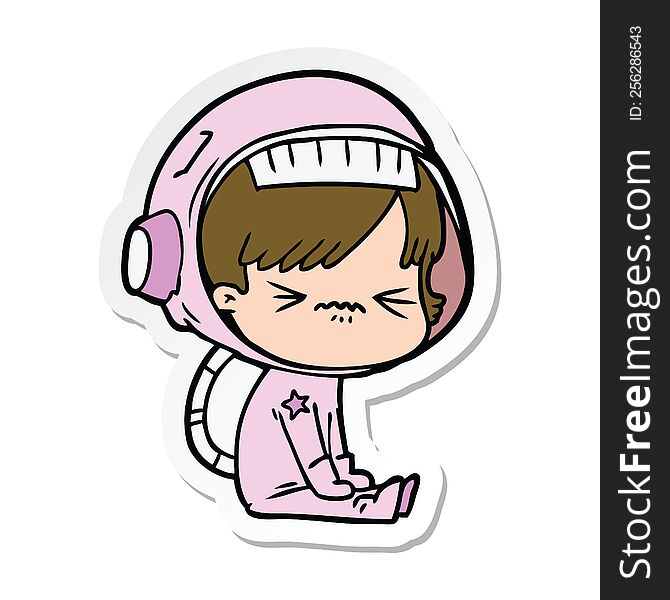 Sticker Of A Angry Cartoon Space Girl