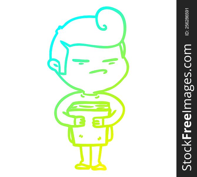 Cold Gradient Line Drawing Cartoon Cool Guy With Fashion Hair Cut