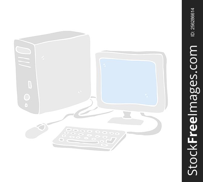 Flat Color Illustration Of A Cartoon Computer