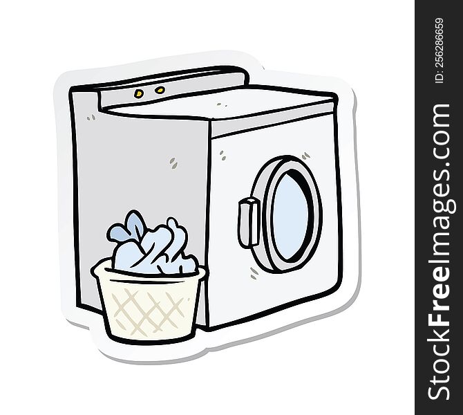 Sticker Of A Cartoon Washing Machine