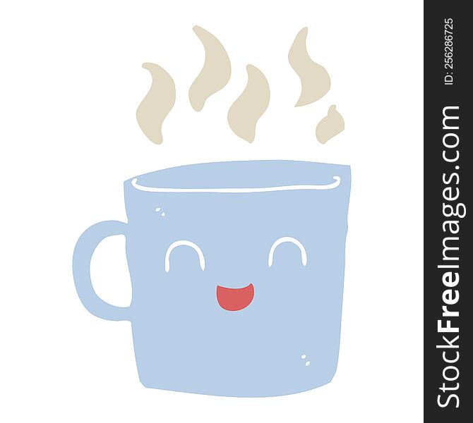 cute coffee cup flat color style cartoon