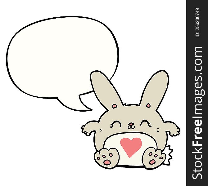 cute cartoon rabbit with love heart with speech bubble. cute cartoon rabbit with love heart with speech bubble