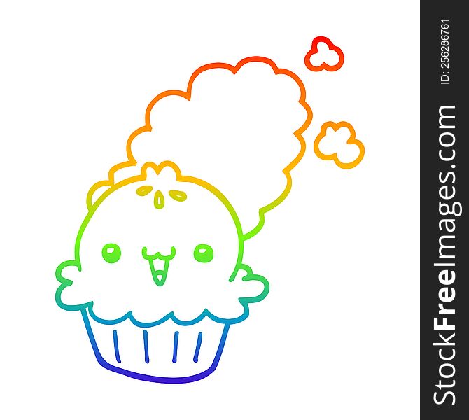 Rainbow Gradient Line Drawing Cute Cartoon Pie