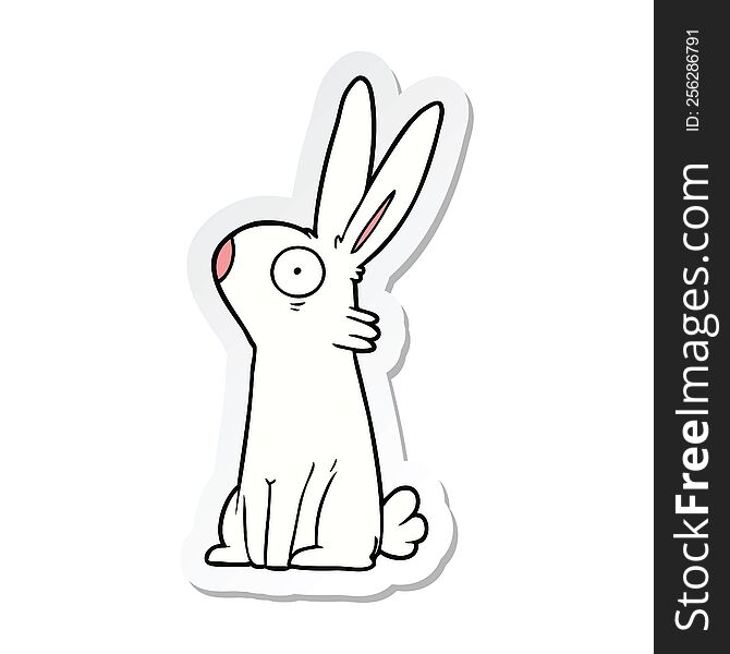 sticker of a cartoon startled rabbit