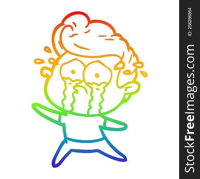 Rainbow Gradient Line Drawing Dancing Crying Man