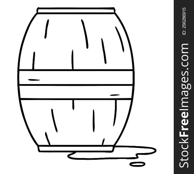 hand drawn line drawing doodle of a wine barrel