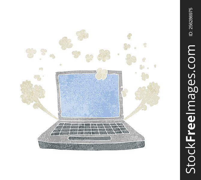 Retro Cartoon Laptop Computer Fault