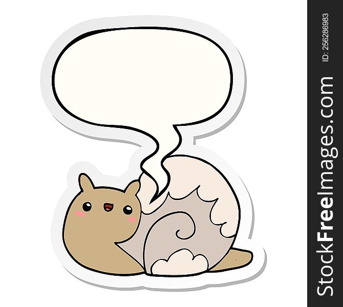 Cute Cartoon Snail And Speech Bubble Sticker