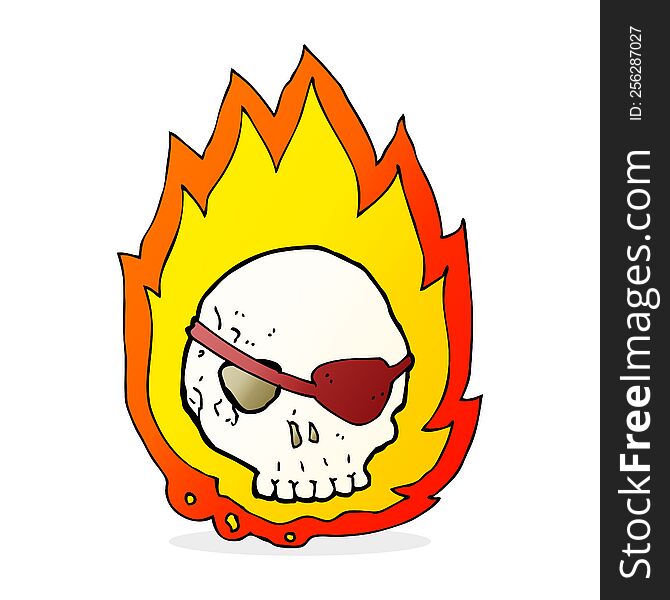 cartoon burning skull