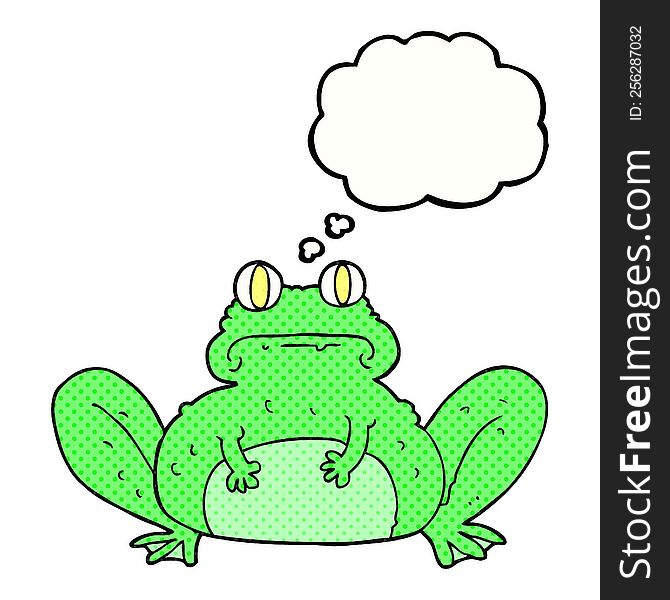 freehand drawn thought bubble cartoon frog