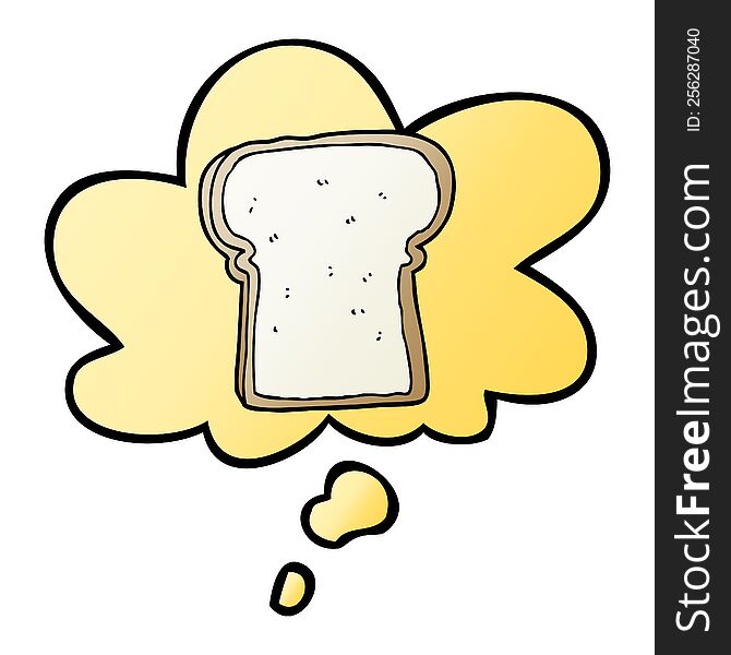 cartoon slice of bread with thought bubble in smooth gradient style