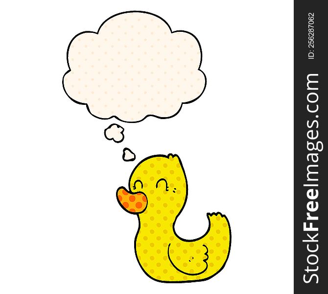 Cartoon Duck And Thought Bubble In Comic Book Style