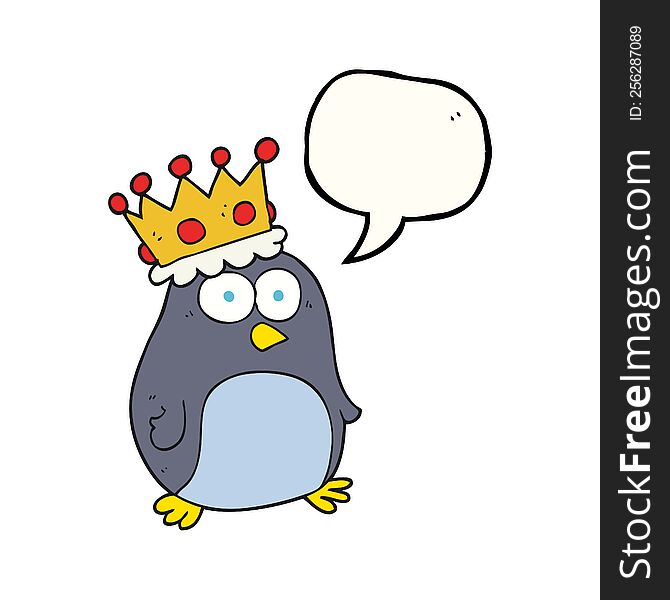 Speech Bubble Cartoon Emperor Penguin