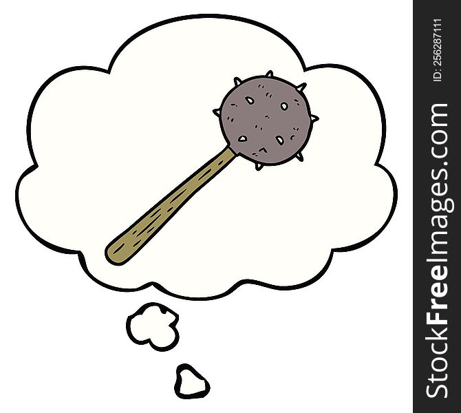 cartoon mace with thought bubble. cartoon mace with thought bubble