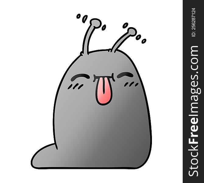 Gradient Cartoon Of A Happy Kawaii Slug