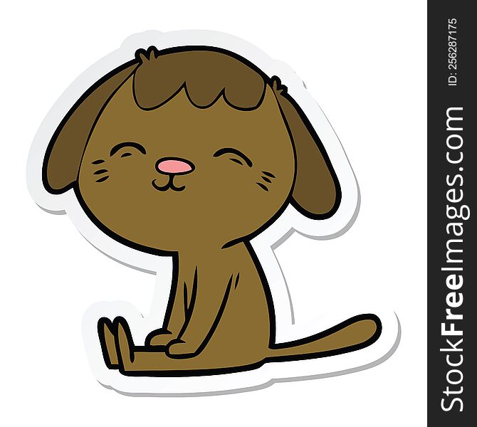 Sticker Of A Happy Cartoon Dog Sitting