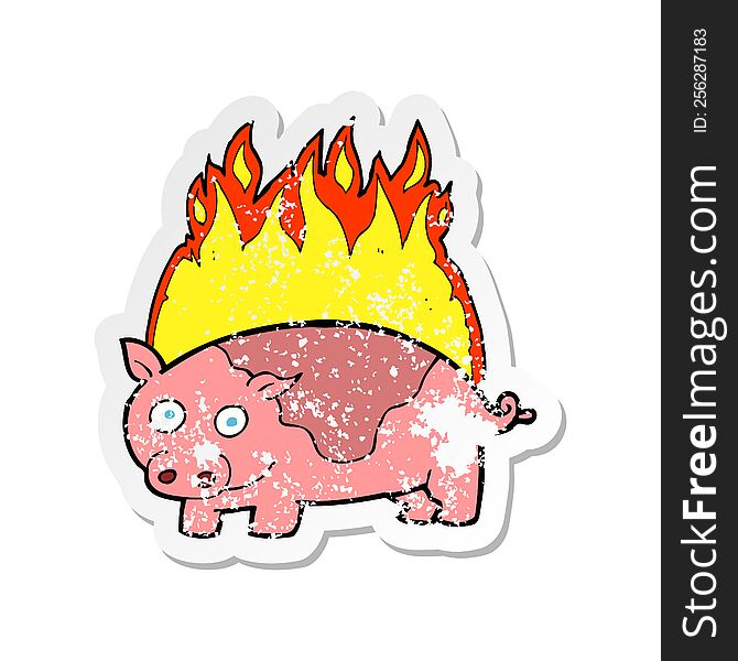 retro distressed sticker of a cartoon roast ham