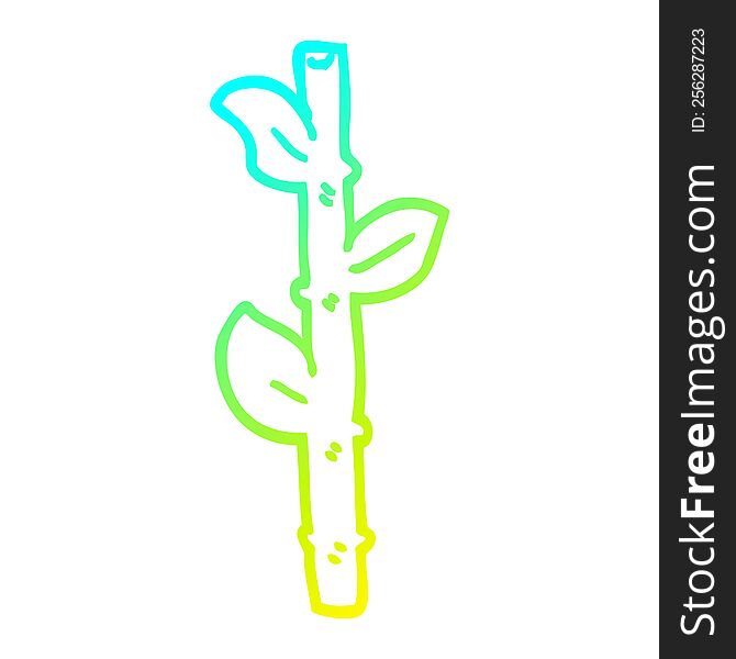 cold gradient line drawing of a cartoon bamboo