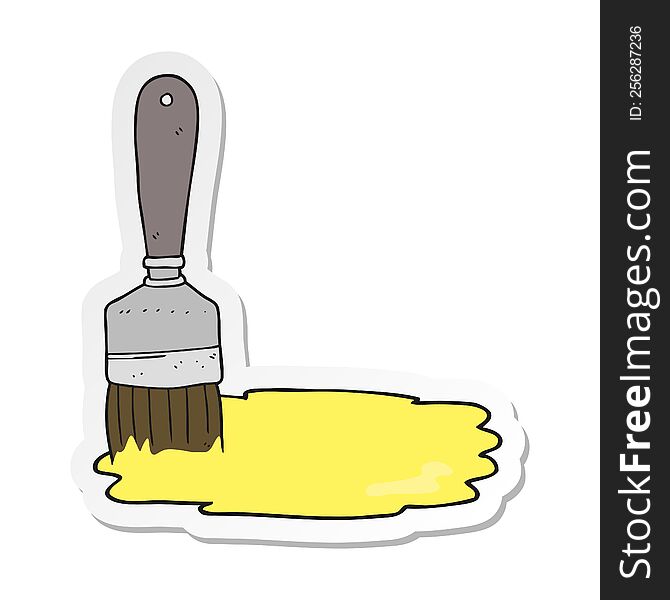 sticker of a cartoon paint brush