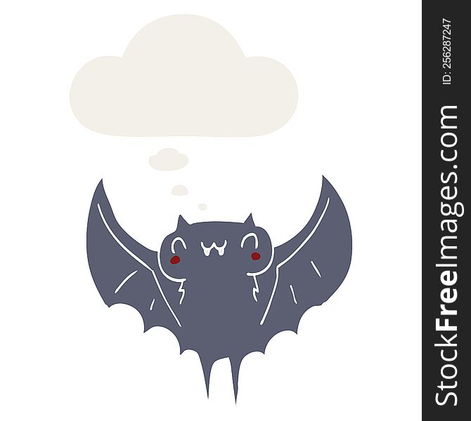 Cartoon Bat And Thought Bubble In Retro Style