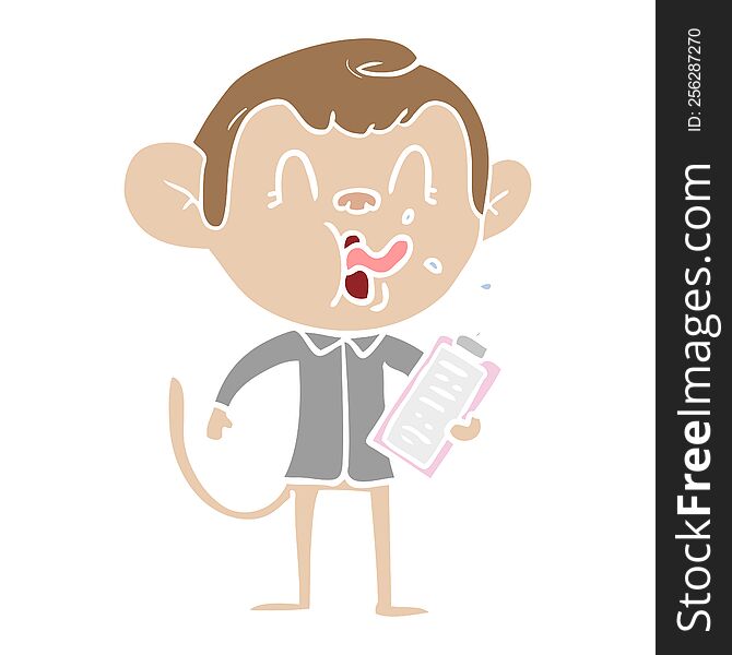 crazy flat color style cartoon monkey manager