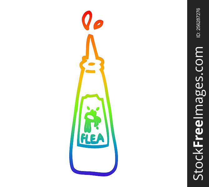 rainbow gradient line drawing cartoon flea treatment bottle