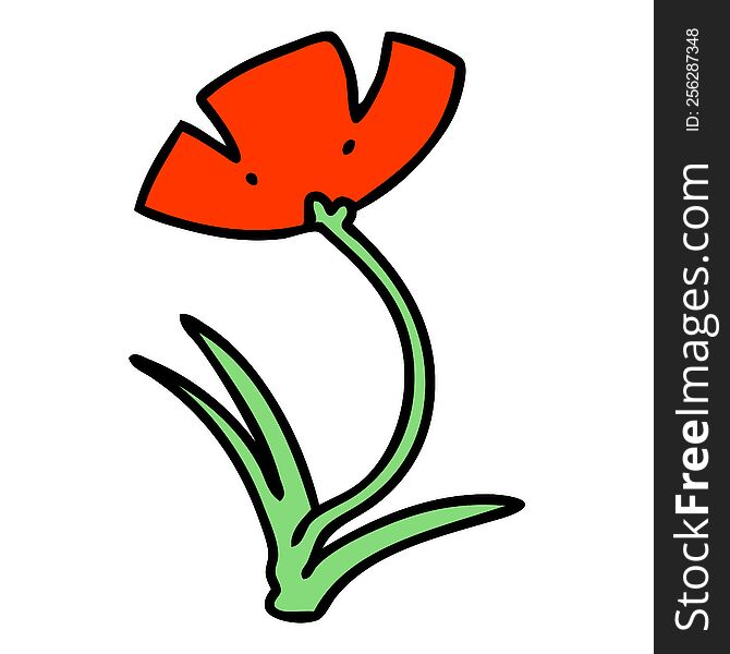 cartoon of a single poppy flower. cartoon of a single poppy flower