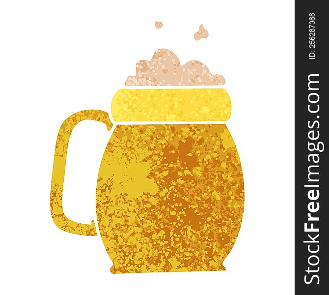 retro illustration style quirky cartoon pint of beer. retro illustration style quirky cartoon pint of beer