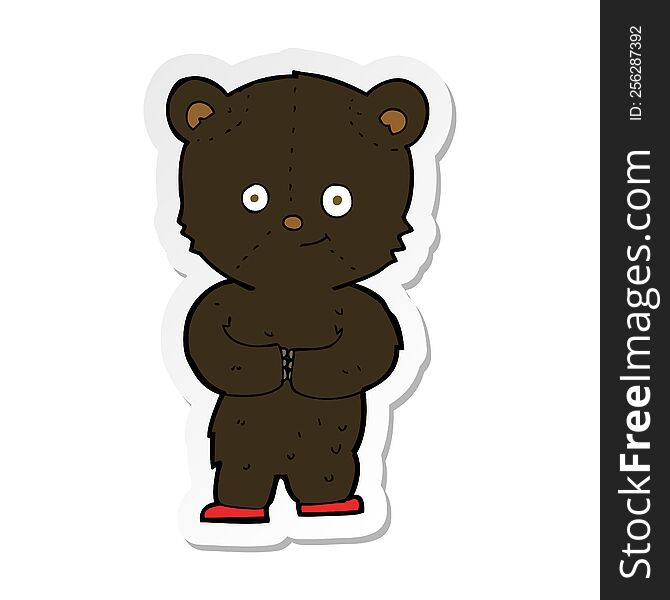 Sticker Of A Cartoon Teddy Black Bear Cub