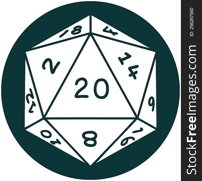 Natural 20 D20 Dice Roll Icon