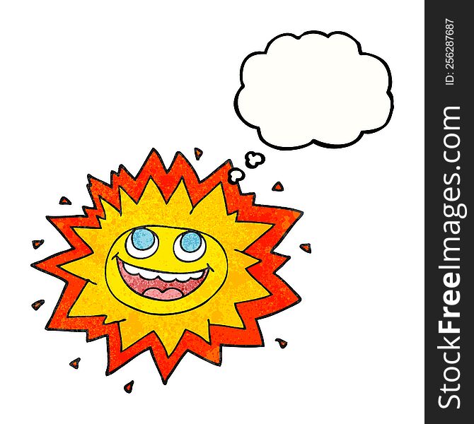 Happy Thought Bubble Textured Cartoon Sun