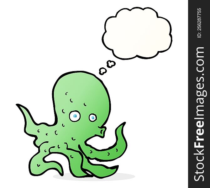 cartoon octopus with thought bubble