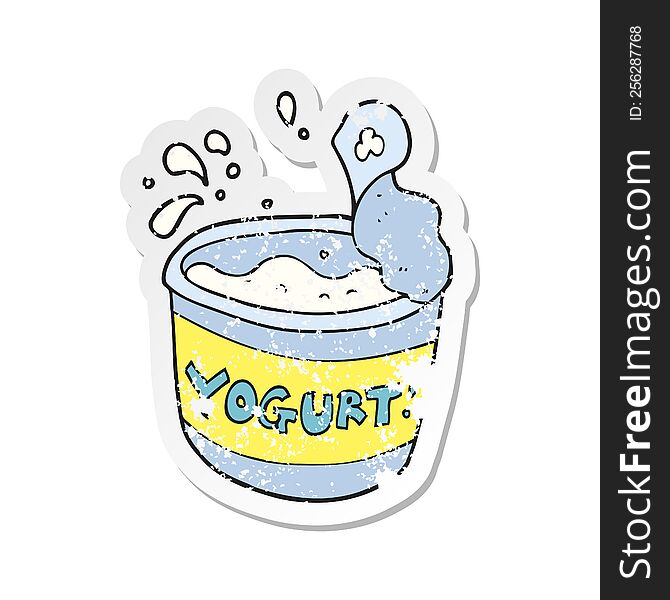 retro distressed sticker of a cartoon yogurt
