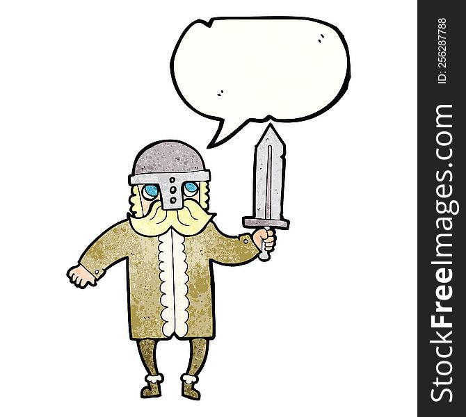 Speech Bubble Textured Cartoon Saxon Warrior